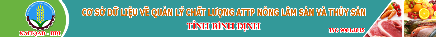 Cơ sở dữ liệu về quản lý chất lượng ATTP nông lâm sản và thủy sản tỉnh Bình Định